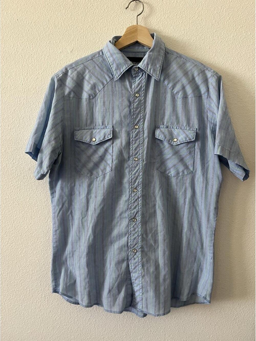 Wrangler Western Short Sleeve Stripe Snap Shirt